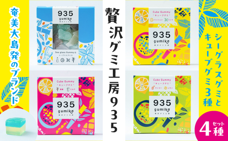 935 グミ 4種 セット （ シーグラスグミ と キューブグミ 3種 ） A021-041  お菓子 スイーツ おやつ グミセット 甘い 奄美大島発 フルーツグミ 安田商店 ふるさと納税 鹿児島 奄美市 おすすめ ランキング プレゼント ギフト