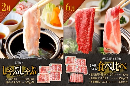 【全3回】鹿児島黒牛・茶美豚食べ比べ定期便 022-56