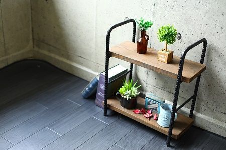 070-31 アンティーク調 アイアン×木製シェルフ