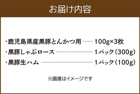 027-78 鹿児島県産黒豚三昧！とんかつ用黒豚・しゃぶしゃぶ・絶品生ハムセット