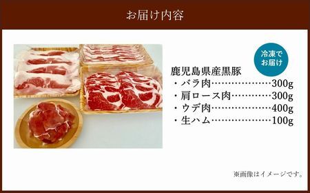 027-81 鹿児島黒豚しゃぶしゃぶ食べ比べ1000g 生ハム100g付き