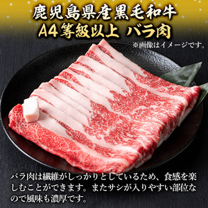 isa605 《毎月数量限定》鹿児島県産黒毛和牛 A4等級以上！バラ肉＜焼きしゃぶ用＞！(計1kg・500g×2パック)黒毛和牛 牛肉 国産 九州 鹿児島県 和牛 バラ肉 バラ ギフト 肉 贈り物 プレゼント 焼きしゃぶ【増元精肉店】