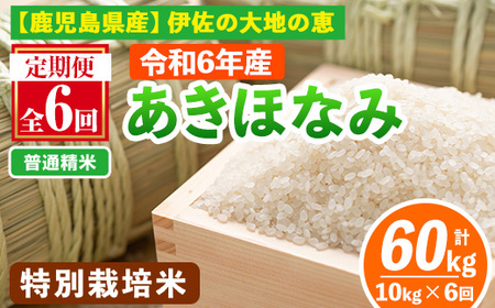 isa616-A 【定期便6回】＜普通精米＞令和6年産 鹿児島県伊佐産 特別栽培あきほなみ(計60kg・10kg×6ヵ月) 国産 白米 精米 伊佐米 お米 米 生産者 定期便 あきほなみ アキホナミ 新米 特別栽培米 【Farm-K】