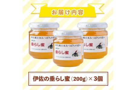 C0-05 ＜数量限定＞伊佐の垂らし蜜(600g・200g×3個) 伊佐市 特産品 国産 はちみつ 百花蜜 野生種 日本ミツバチ 蜂蜜 ハチミツ ハニー【ゆず香房】