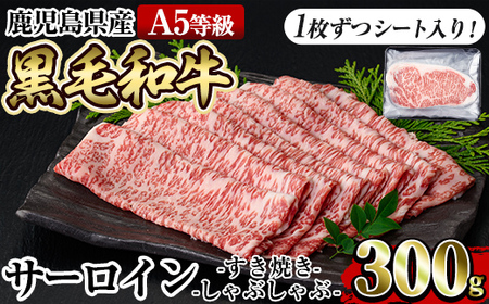 a905 ≪A5等級≫鹿児島県産黒毛和牛サーロインスライス(300g)【水迫畜産】姶良市 国産 肉 牛肉 牛 黒毛和牛 サーロイン 薄切り スライス すき焼き しゃぶしゃぶ