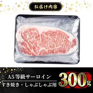 a905 ≪A5等級≫鹿児島県産黒毛和牛サーロインスライス(300g)【水迫畜産】姶良市 国産 肉 牛肉 牛 黒毛和牛 サーロイン 薄切り スライス すき焼き しゃぶしゃぶ