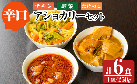 a975-C 《辛口》アショカリー6食セット(チキン2個・野菜2個・たけのこ2個)【スリランカかごしま】姶良市 レトルト レトルトカレー スパイスカレー スパイス スパイシー チキン 野菜 たけのこ 温めるだけ 簡単 常温