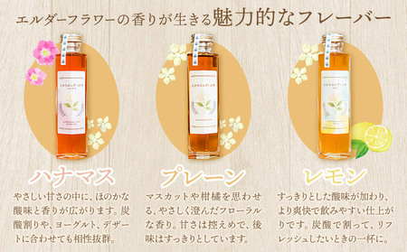北海道産 エルダーフラワー シロップ 3本 (プレーン ハマナス レモン) コーディアル