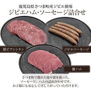 s762 〈鹿児島県さつま町産ジビエ使用〉ジビエハム・ソーセージ詰合せ《ジビエソーセージ/鹿ハム/猪ビアシンケン》（合計約380g・3種) 国産 鹿児島県 鹿肉 猪肉 シカ イノシシ ジビエ 肉 ソーセージ ハム ビアシンケン 加工品 おつまみ 食べ比べ 詰合せ 冷凍 【さつまのジビエファクトリー】