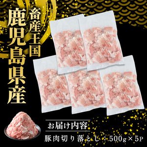 《訳あり》鹿児島県産 豚肉 切り落とし (計2.5kg・500g×5P) 小分け 冷凍 国産豚肉 鹿児島 ポーク 肉 個包装 人気 ランキング【スターゼン】starzen-1362