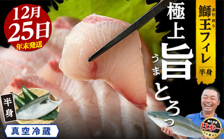 ＜数量限定＞【2025年12月25日発送】『旅サラダ』で紹介ぶりの王様「 鰤王 」 フィレ 半身 (約1.3～1.5kg・フィレ1枚) 産地直送 新鮮 旨味が抜群の 長島町 特産品 ブランド ぶり 鰤 ブリ 切り身 真空 冷蔵 刺身 ぶりしゃぶ しゃぶしゃぶ 魚 魚介 人気 ランキング 年末年始発送 【JFA】jfa-7f-1225