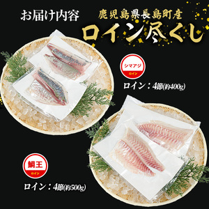 【お刺身用】ロイン2種詰め合わせ 約900g 切って盛るだけ ロイン 鯛王4節 シマアジ4節 届いてすぐに食べれる 長島町 冷蔵 ふるさと納税 【JFA】jfa-7137