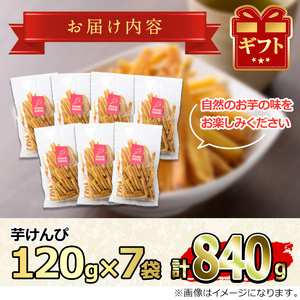 【0105917a】物産館おすすめ！昔ながらの芋けんぴ(120g×7袋) さつまいも サツマイモ 芋 芋けんぴ 芋かりんとう かりんとう おやつ お茶うけ みちしずく おつまみ 常温 常温保存 【東串良物産館ルピノンの里】