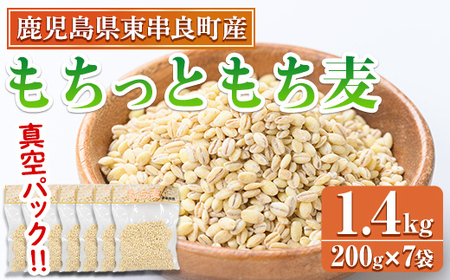【0115915a】物産館おススメ！もちっともち麦(計1.4kg・200g×7袋) 鹿児島県産 もちむぎ もち麦 もち麦ごはん 常温 常温保存 【東串良物産館ルピノンの里】