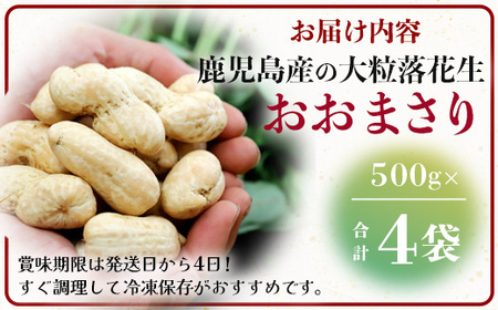 【先行予約】食べ応え抜群の大粒落花生「おおまさり」500g袋×4袋≪数量限定≫ FR-313|鹿児島県産 野菜 やさい 食品 人気 おすすめ 送料無料 落花生 おおまさり 産地直送 新鮮 南大隅町