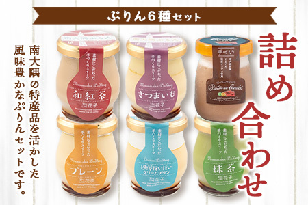 『南大隅プリン』5種各1個＋『だいたいんなショコラ』1個（計6個）セット SH-710 │プリン ぷりん クリームプリン お取り寄せ ギフト ギフトボックス 贈り物 スイーツ お菓子 だいだい プレーン 知覧産 抹茶 さつまいも 無農薬紅ふうき 紅茶 バニラビーンズ  ゼリー たんかん タンカン ショコラ ムース 鹿児島県 南大隅町 31℃LINE花子