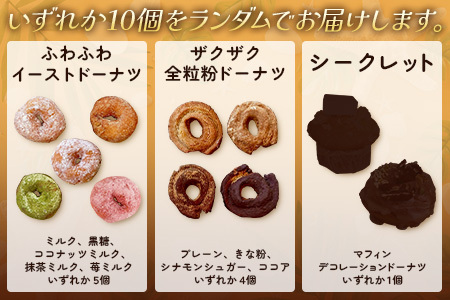 冷凍ドーナツ詰め合わせセット（10個）ランダム HB-2 ｜ドーナツ どーなつ ドーナッツ どーなっつ 揚げ ココア きな粉 きなこ プレーン シナモン ココナッツ 黒糖 ミルク いちご 抹茶 洋菓子 スイーツ おやつ デザート 国産 小麦粉 バター アルミフリー 全粒粉 米油 全粒粉 お菓子 白砂糖不使用 個包装 冷凍 手作り 鹿児島県  南大隅町 hello! brand new days