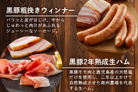南州農場 黒豚ギフトA　5種約710g NS-512｜肉 お肉 豚肉 豚 にく ぶた かごしま黒豚 ベーコン ソーセージ ハム 焼豚 冷蔵 小分け 鹿児島県 南大隅町 南州農場