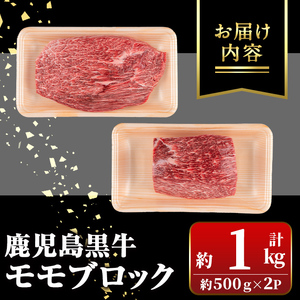 【C01012】鹿児島黒牛 モモブロック(計約1kg・約500g×2P) 牛肉専門店自慢のお肉 鹿児島 国産 九州産 牛肉 黒牛 鹿児島黒牛 ローストビーフ モモ A5 等級 ブロック ステーキ ギフト 贈答 冷凍 【新村畜産】