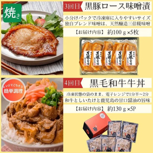 【F90005】＜定期便・全6回＞肝付町セレクト定期便《簡単調理で肉を楽しむ定期便B》 鹿児島県産 牛肉 豚肉 黒豚 牛丼 餃子 ギョウザ ロース 味噌漬け しゃぶしゃぶ 肩ロース バラ肉 ハンバーグ 定期便 セレクト 冷凍 冷凍食品 【株式会社きもつき未来商社そらまち】