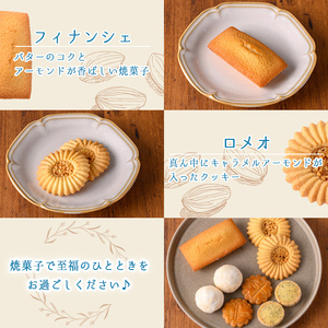 n325 おすすめの焼き菓子詰め合わせB(6種・9個) 国産 種子島 洋菓子 お菓子 焼菓子 ブールドネージュ ガレット ディアマンテ フィナンシェ ロメオ クッキー サブレ 紅茶クッキー アーモンド くるみ 安納芋 スイーツ 常温 【メゾングレーヌ】
