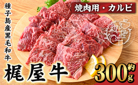 n371 梶屋牛 厳選カルビ焼肉用(約300g) 黒毛和牛 牛肉 国産 九州産 鹿児島県産 肉 ビーフ カルビ 焼肉 冷凍 小分け 天然飼料 サステナブル 和牛 お祝い 【株式会社Calfields】