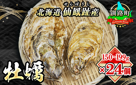 【2025年発送】北海道 仙鳳趾名産 牡蠣 150～199g×24個+かきナイフ付 K3-4【配送不可地域：離島・沖縄県・信越、北陸・東海・近畿・中国・四国・九州】【1294239】