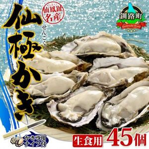 殻付き牡蠣 仙極かき 45個 生食用(かきナイフ付) 冷蔵 北海道釧路町【配送不可地域：離島・沖縄県・信越、北陸・東海・近畿・中国・四国・九州】【1351397】