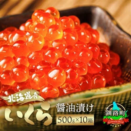 いくら醤油漬け 500g ×10個セット ＜北海道産の鮭卵＞_国産 いくら醤油漬 しょう油 しょうゆ イクラ ikura 小分け 天然 鮭 鮭卵 鮭いくら 魚卵 冷凍 魚介類 海鮮 絶品 人気 一人暮らし おかず 笹谷商店 直営 釧之助本店 高級 ギフト 贈答用 贈答品 北海道 釧路町 釧路超 特産品 _【配送不可地域：離島】【1103103】