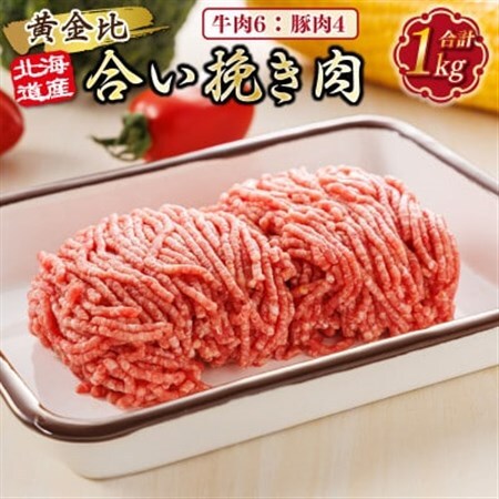 【毎月定期便】北海道産 合い挽き肉 合計1kg(牛6:豚4)黄金比ひき肉全6回【配送不可地域：離島】【4077732】