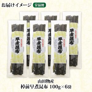 北海道釧路町産昆布6袋セット  山田物産の天然棹前早煮昆布 100g×6袋_棹前 さおまえ 棹前昆布 天然 昆布 こんぶ コンブ 煮昆布 海藻 乾物 昆布森産 山田物産 北海道 釧路町 釧路超 特産品_【1414163】