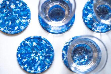 コースター5枚セット(箱入り) 材料回収地域:口永良部島(鹿児島県) 色おまかせ(赤・青・緑・黄・白)