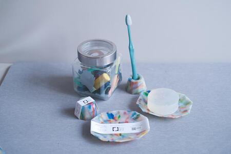 【色おまかせ(MIX)】【セット】歯ブラシスタンド&ソープディッシュ 材料回収地域:口永良部島(鹿児島県)