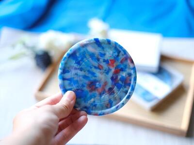 【色おまかせ(青系MIX)】コースター2枚セット(箱入り) 材料回収地域:口永良部島(鹿児島県) | コースター