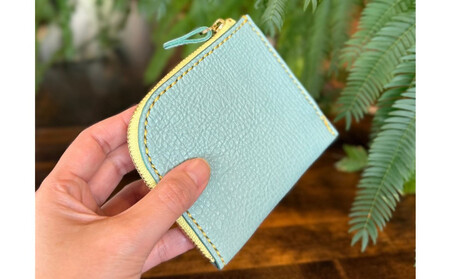 屋久鹿レザーの島財布 ターコイズ