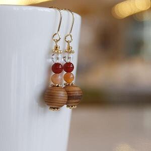 屋久杉×7月誕生石　ピアス