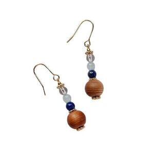 屋久杉×3月誕生石 ピアス