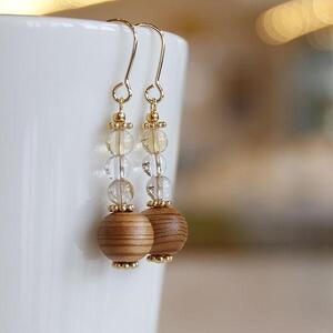 屋久杉×4月誕生石　ピアス