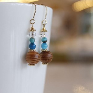 屋久杉×12月誕生石 樹脂ピアス