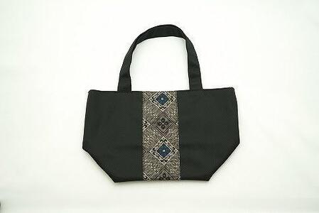 大島紬 三角トートバッグ(泥龍郷 青)