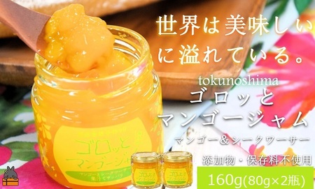 世界は美味しい～ゴロッとマンゴージャム（マンゴー&シークワーサー）160g ( 果物 フルーツ パン ジャム 徳之島 奄美 鹿児島 世界自然遺産 太陽 恵み 美味しい )