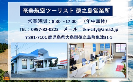 奄美航空ツーリスト徳之島営業所 旅行ギフト券（6,000円分）（ 旅行会社 地元旅行会社 旅行クーポン 航空券 フェリー 徳之島 奄美 鹿児島 世界自然遺産 奄美航空ツーリスト 奄ツー！ 徳之島営業所 旅行パック 飛行機 船 宿泊 ホテル )