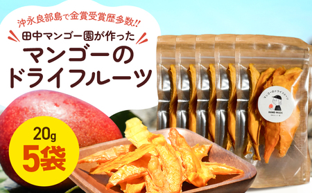 【先行受付】田中 マンゴー園 が作った マンゴー の ドライフルーツ 20g×5袋 W001-013-01 芒果 ドライマンゴー 果物 フルーツ 果実 菓子 お菓子 おかし おやつ 甘い 金賞 受賞 糖度 保存料無添加 無塩 無着色 砂糖不使用 田中マンゴー園 ふるさと納税 和泊町 おすすめ ランキング プレゼント ギフト