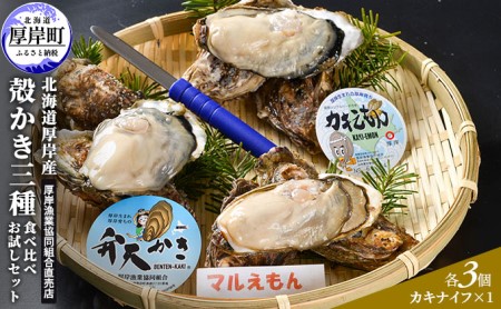  北海道厚岸産 殻かき三種 食べ比べ お試し セット　牡蠣