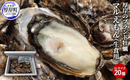 厚岸のブランド牡蠣「マルえもん」2Lサイズ20個(生食用)