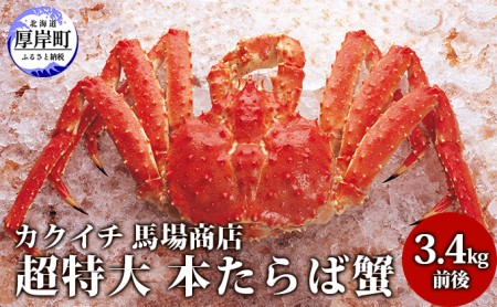 蟹屋厳選!年末 お正月 北海道厚岸産 超特大 本たらば蟹3.4kg前後×1尾