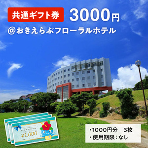 共通 ギフト券 3000円 ＠ おきえらぶ フローラルホテル C003-027 チケット 旅行 共通ギフト券 券 旅 観光 プライベート 思い出 沖永良部島 宿泊 お土産 レストラン利用 帰省 滞在 大浴場 おきえらぶフローラル株式会社 ふるさと納税 知名町 おすすめ ランキング プレゼント ギフト
