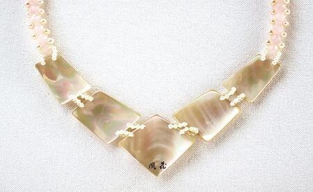 夜光貝とパールを素材にした「ネックレス」貝工房かざはな【NN-1】