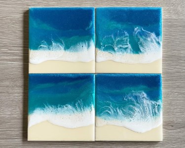 与論島の海ミニアート1枚 正方形（10cm×10cm）カラー：ビビッドブルー