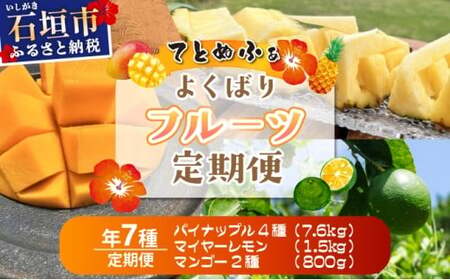 《年7回発送》島のおいしいを贅沢に！大満足のパイナップル4種とマンゴー2種、マイヤーレモンの定期便